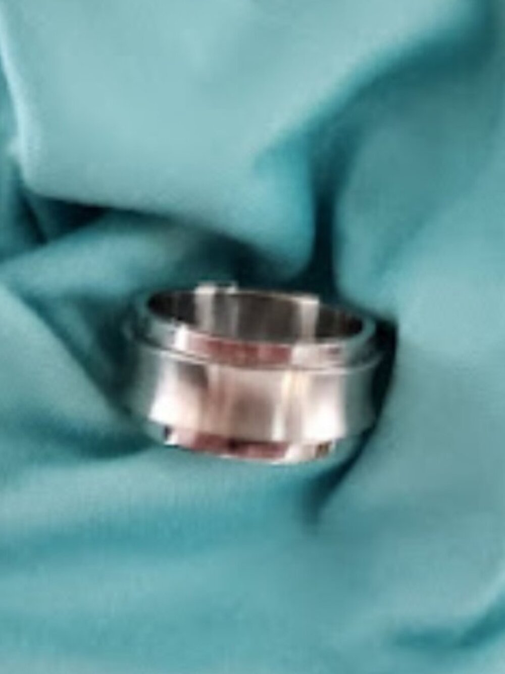 Silver Spinner Stainless Steel Ring Polished Flat Band/Brushed Spinner Size 5.5
